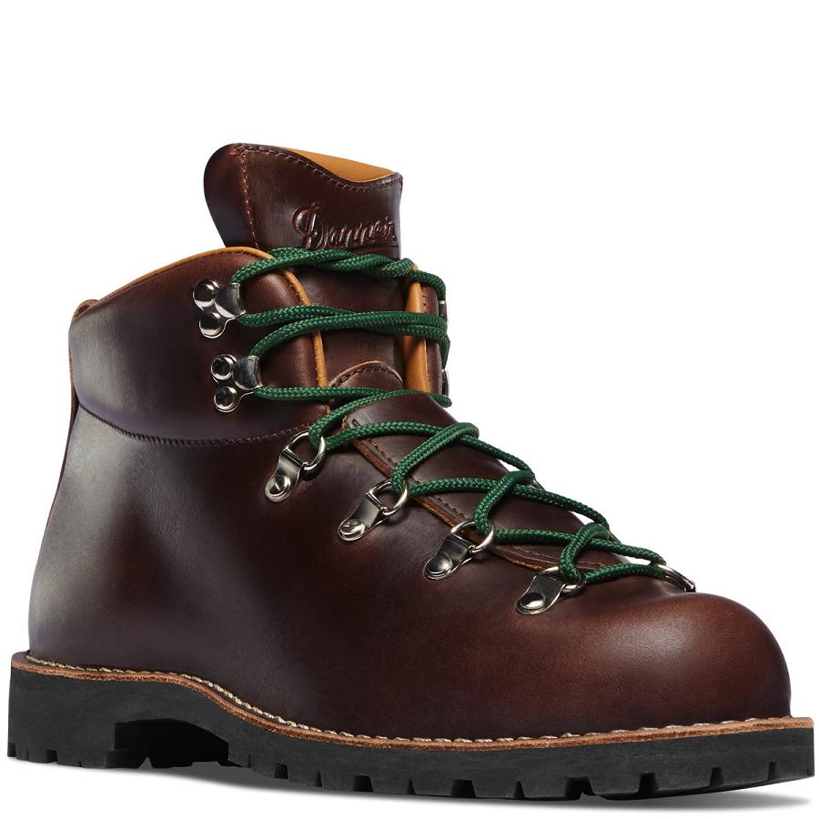 Burgundy Men's Danner Mountain Trail Work Boots | NZ4881HK