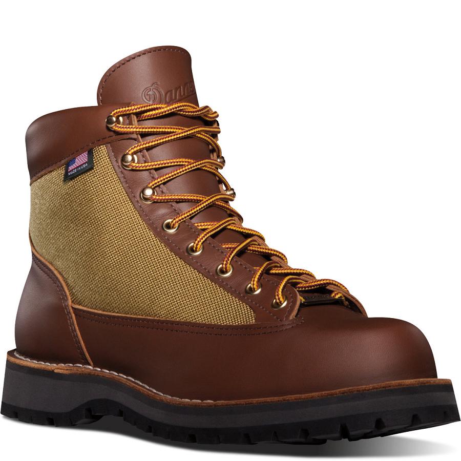 Khaki Men's Danner Light Hiking Boots | NZ4830PQ