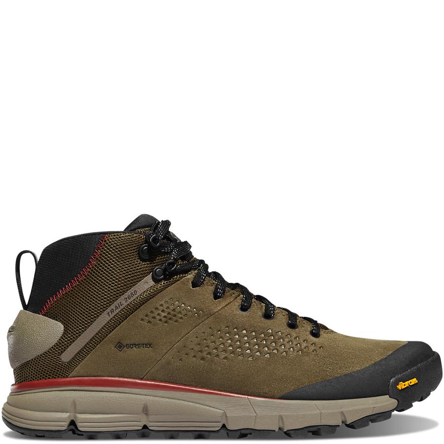 Olive Men\'s Danner Trail 2650 GTX Mid Hiking Boots | NZ4791YU