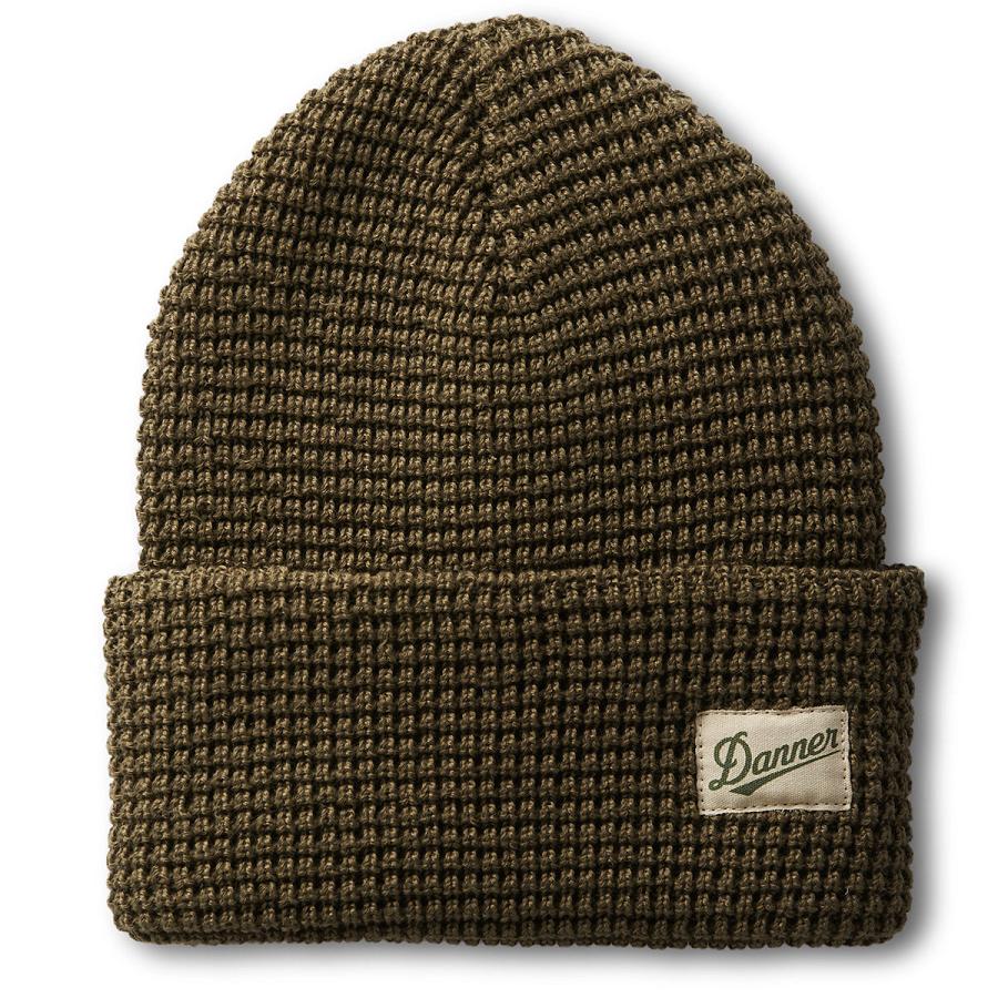 Olive Men\'s Danner Waffle Beanie Hats | NZ5006HK