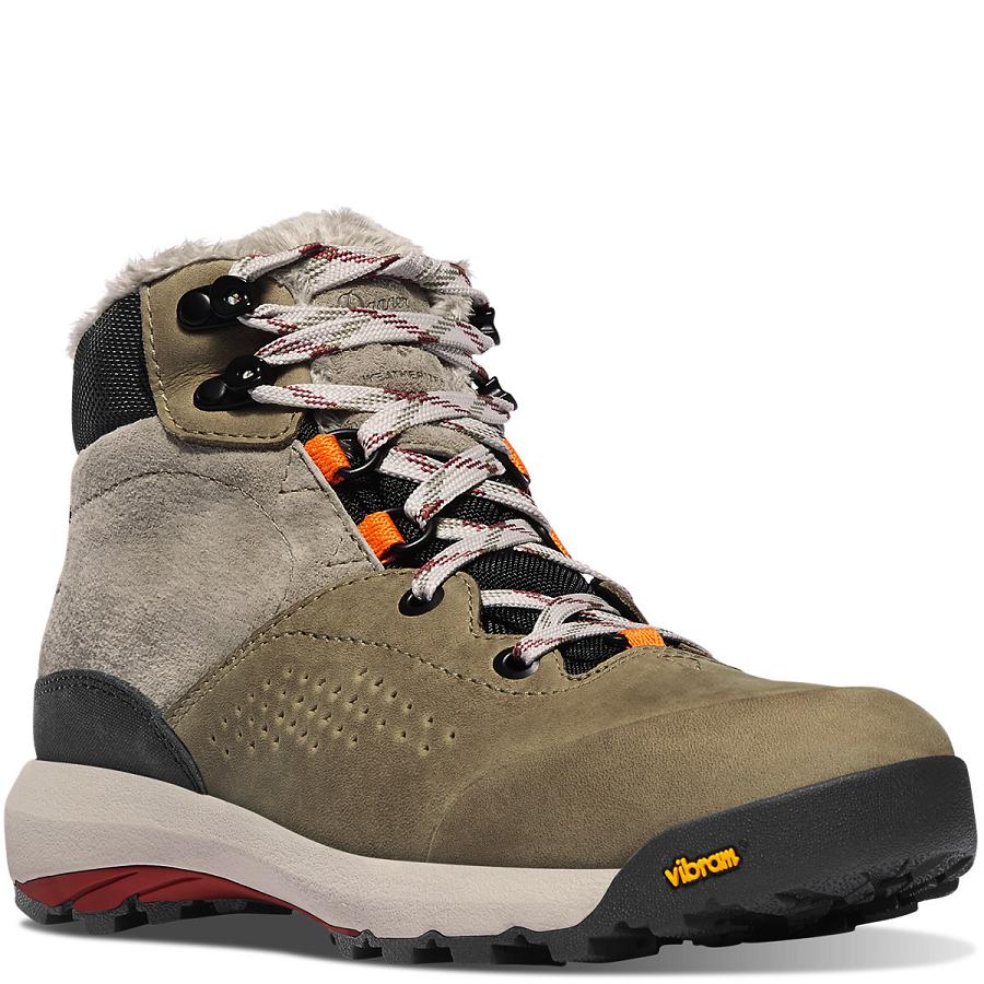 Red / Olive Women's Danner Inquire Mid Insulated Hiking Boots | NZ4421SO